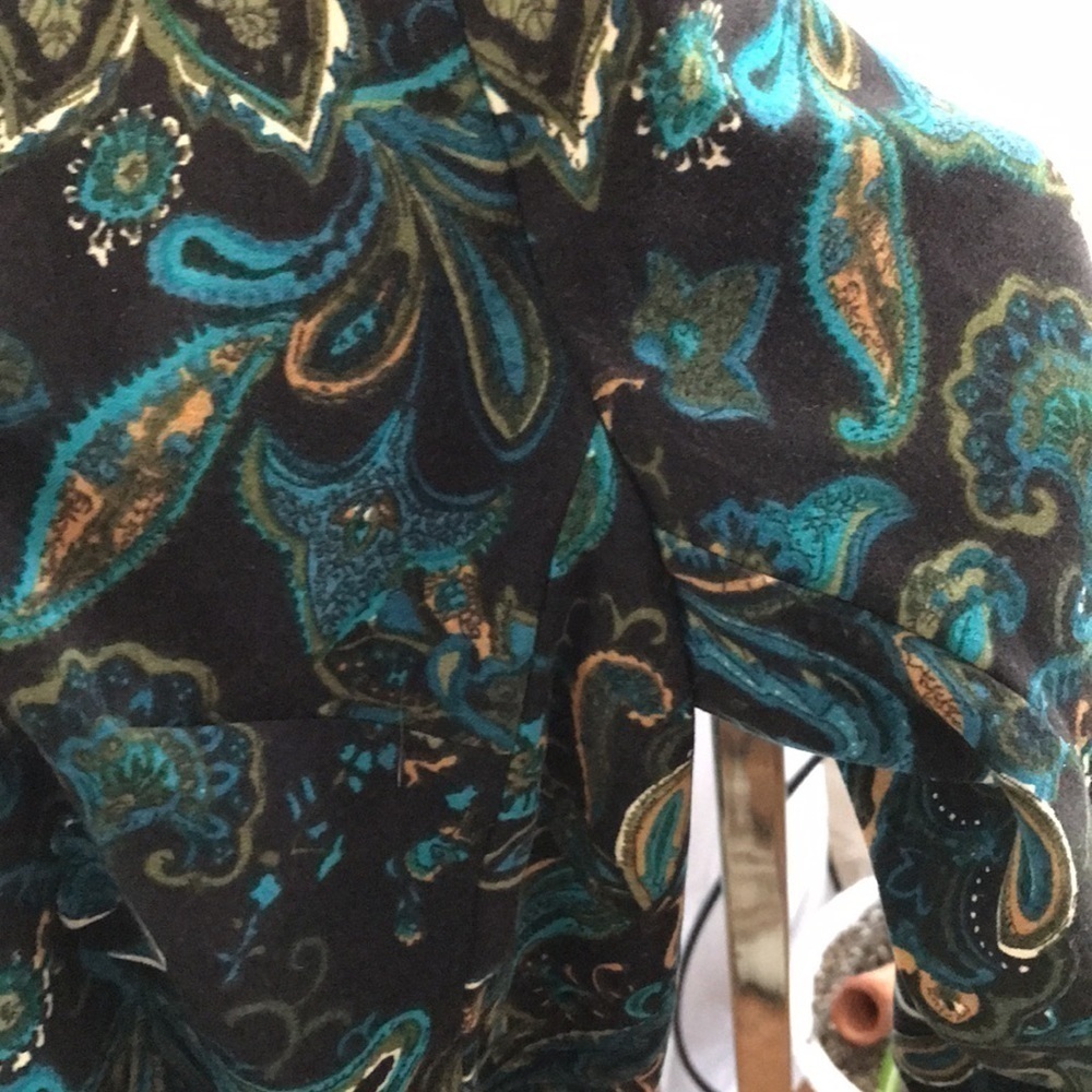 NOTATIONS Women’s Teal Blue/Green/Black Paisley Dressy Lined Zippered Jacket—M - Picture 10 of 15
